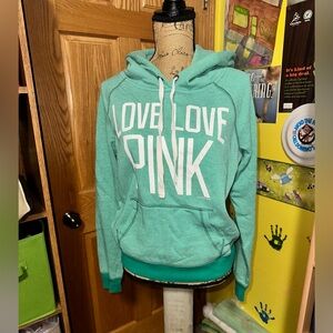 💚VINTAGE 💚Pink By Victoria Secret Hoodie Love PINK Graphic Green